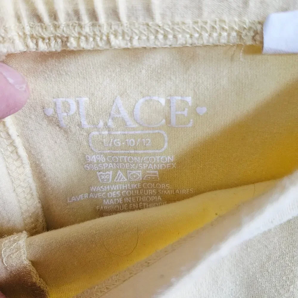 Childrens Place Size L 10/12 Leggings Pastel Yellow Simple Casual Basic Everyday
